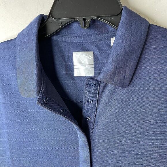 CALLAWAY Mens Opti-Dri Performance Polo Shirt NEW Large L Snap Navy Stripe Golf - Picture 3 of 9
